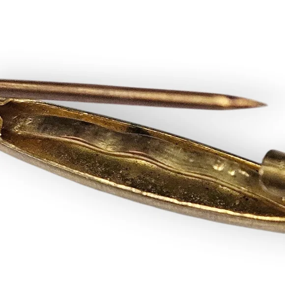 Antique Lingerie Safety Pin Bar Brooch Gold Filled Edwardian 1900s Tiny 3/4" - Picture 6 of 7